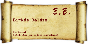 Birkás Balázs névjegykártya